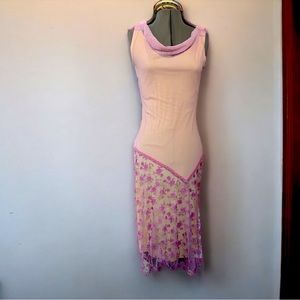 June Collection mesh dress lavender yellow and pink bodycon stretch fits like xs